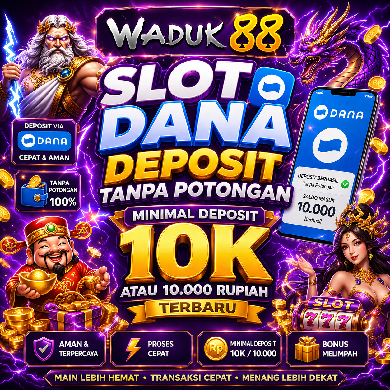 WADUK88: Slot Dana Deposit Tanpa Potongan Minimal Deposit 10K Atau 10.000 Rupiah Terbaru